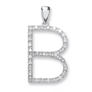 9ct White Gold 0.27ct Diamond B Initial